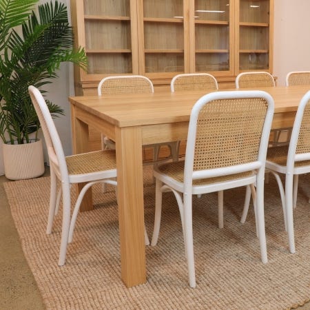 Extended Midland Dining Table showcasing seamless extension mechanism.